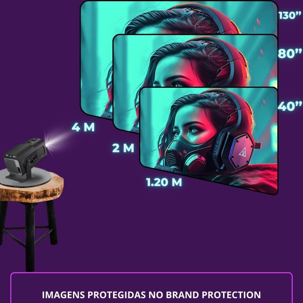 Projetor Portatil Mini 5g Wifi 6 Bluetooth 5.0 Android 11 HY320 Projetor 4K 1080 Full HD Suporte 12000 Lumens Para Celular LED Auto Correção Horizontal 180° Linha Premium - Imagem 6