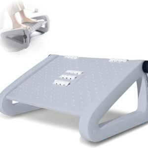 Banquinho Apoio para os Pés, Embaixo da Mesa com 6 Alturas Ajustáveis – Rodas de Massagem e Design Ergonômico