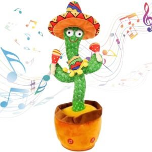 Cacto Dançante E Falante Que Toca Música Brinquedo Interativo LED Premium USB Recarregável Repete Fala E Voz Engraçado Com Roupa Divertida