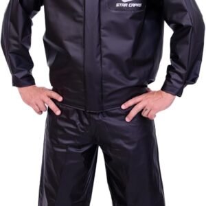 Capa De Chuva Motoqueiro Star Capas Impermeável Conjunto Jaqueta e Calça Motoqueiro Motociclista Motoboy Motogirl Impermeável Masculino e Feminino (BR, Alfa, P, Regular, Regular, Preto)