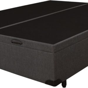 Cama Baú Queen Luuna, Bipartido, Pistão a Gás, Cinza Escuro – 158x198cm