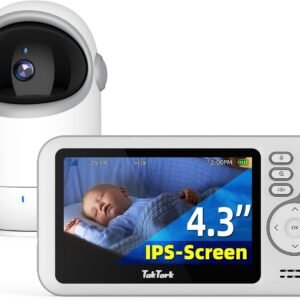 TakTark Babá Eletrônica Câmera, 4.3″ Monitores de Câmara de Vídeo, Pan & Tilt, 2 Way Audio, Visão Nocturna, Zoom Digital, Decoração Sonora VOX, Ideal para Novos Pais