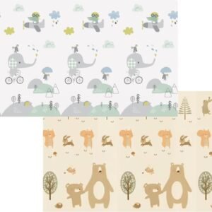 Shaolong Baby Tapete de Atividades Infantil 8MM Tatame Portátil dos Bebês e Crianças, Dupla Face, Dobrável, Macio, Gigante – Fácil de Guardar (Urso)