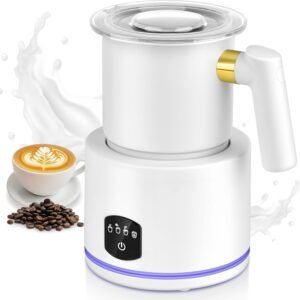 Branco Separado Espumador de Leite, 110V, 350ml, Espumador de Leite Elétrico 4 em 1, Desmontável, Fácil de Limpar, Aço Inoxidável, Adequado para Lattes, Cappuccinos, Macchiatos e Chocolate Quente