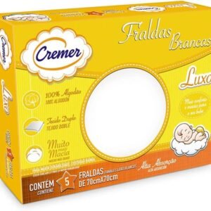 Cremer Fralda Luxo Branca 70 X 70 Cm Pc Com 5 Unidades (Embalagem Pode Variar)