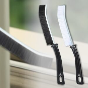 Pacote com 2 escovas de limpeza de fendas com cerdas duras, ferramenta de limpeza de lacunas multiuso para banheiro, cozinha, pia, janela, carro e limpeza de detalhes da casa – Preto