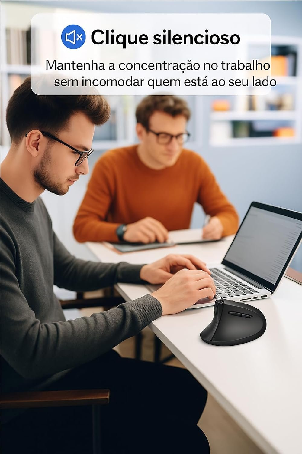 Mouse Vertical Ergonômico, Sem Fio, 1600 DPI, Mouse Ortopédico Bluetooth 2.4G, 6 Botões, Posição da Mão Correta, Evita Inflamações no Pulso e Tendões, Trabalho, Jogos e Estudos, Recarregável USB - Imagem 5