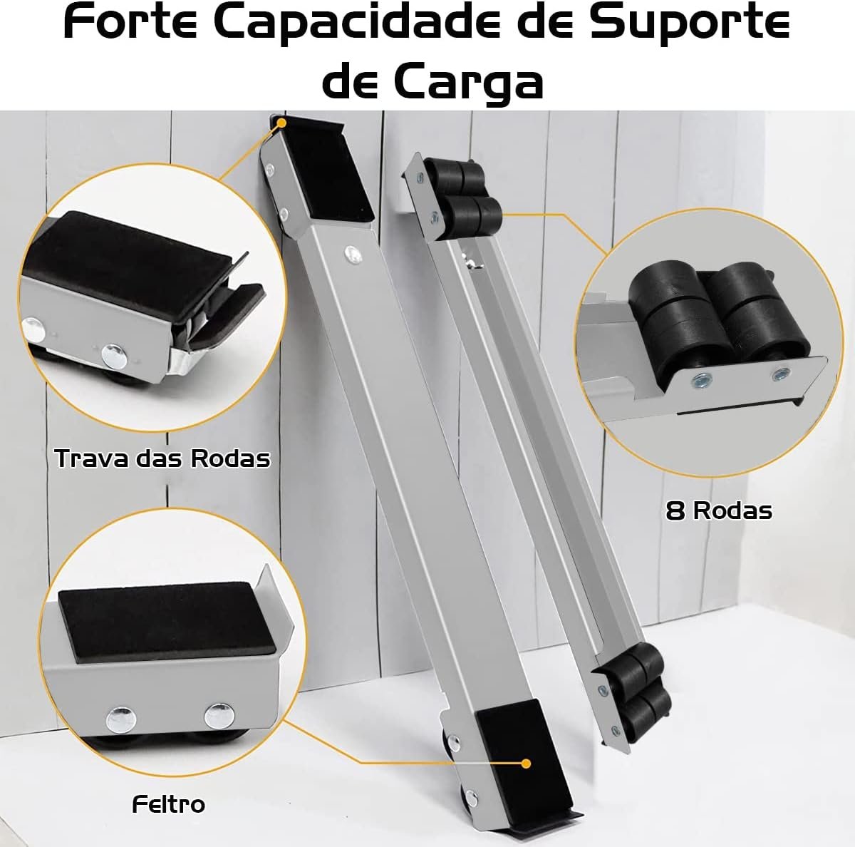 Suporte C/Rodinhas Base Ajustável Máquina Lavar Fogão Geladeira Móveis Resistente Reforçado - Imagem 2