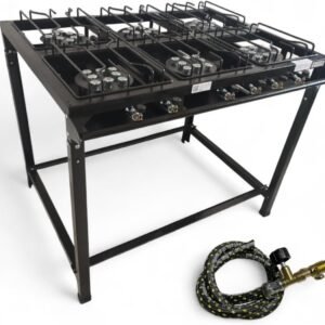 Fogão Industrial Completo 6 Bocas Alta Pressão – Mangueira, Registro e Estrutura Reforçada