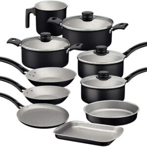 Jogo de Panelas Tramontina Turim em Alumínio com Revestimento Interno e Externo em Antiaderente Starflon Max Preto 10 Peças Jogo de Panelas Tramontina Turim em Alumínio com Revestimento Interno e Externo em Antiaderente Starflon Max Preto 10 Peças