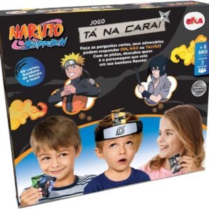 Elka Jogo Tá na Cara – Naruto Shippuden, (bandana preta c/prata), (fichas prata)