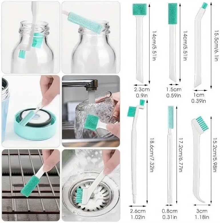 Conjunto de 8 escovas de limpeza de cerdas macias multiuso - cabo de plástico durável portátil, sem necessidade de eletricidade - para cozinha, banheiro, sala de estar, quarto, slot estreito ao ar - Imagem 3