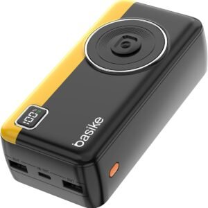 Power Bank 30000mAh, Basike Carregador Portátil 2 Saídas USB-A(até 22.5W) + Tipo-C(até 22.5W) com Cabo, Carregamento Rápido, Led Indicador de Bateria Proteção Inteligente (Preto)