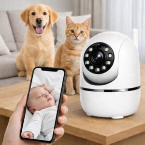 Câmera Babá Eletrônica Wi-Fi com Microfone, Visão Noturna e Detecção de Movimento – Monitoramento Inteligente de Bebês e Pets. (Bivolt)
