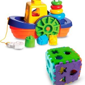 Brinquedos Educativos 1 ano Bebê Menino e Menina – Barco + Cubo