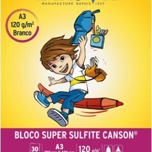 Bloco desenho liso branco A3 120g com 30 folhas Canson