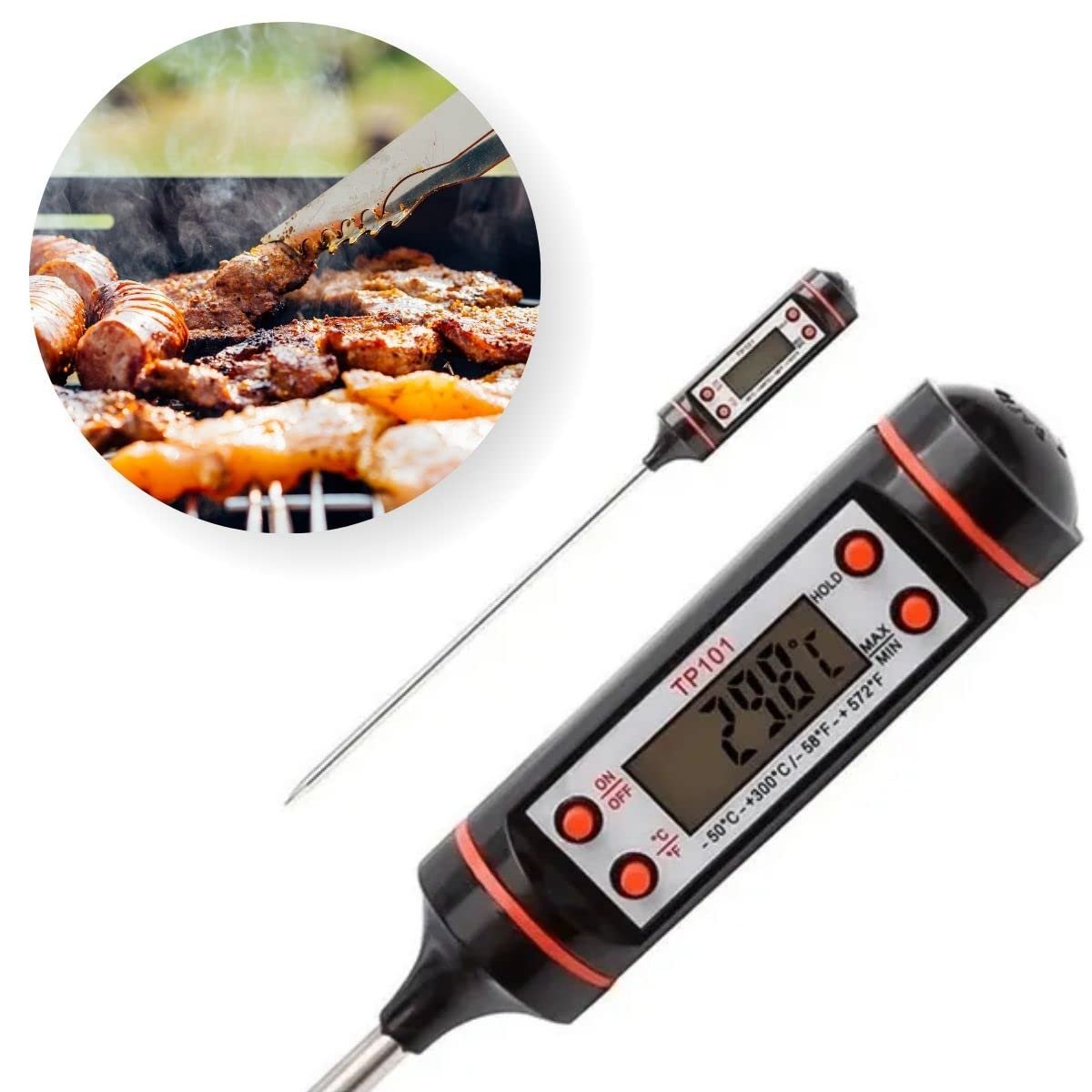Termômetro Culinário Digital Espeto Alimento Cozinha Carne Churrasco Sobremesa Líquidos - Imagem 2