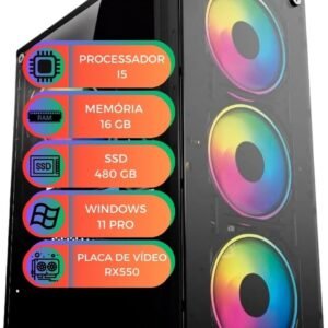 Computador Gamer MultiPC Intel Core I5 Placa de Video RX550 RAM 16GB SSD 480GB Sata Windows 11 Pro – Ideal para Jogos, Estudo e Edição