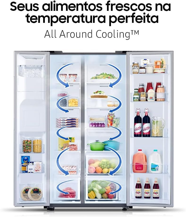 Geladeira Samsung RS60 Side by Side com All Around Cooling e SpaceMax 602L Inox Look 220V - Imagem 5