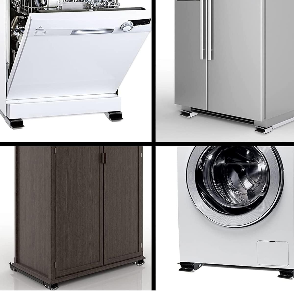 Suporte C/Rodinhas Base Ajustável Máquina Lavar Fogão Geladeira Móveis Resistente Reforçado - Imagem 6