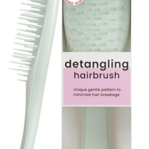 Tangle Teezer – Escova de cabelo desembaraçadora The Ultimate Detangler Extra Gentle para todas texturas capilares fragilizadas. Cor: Verde