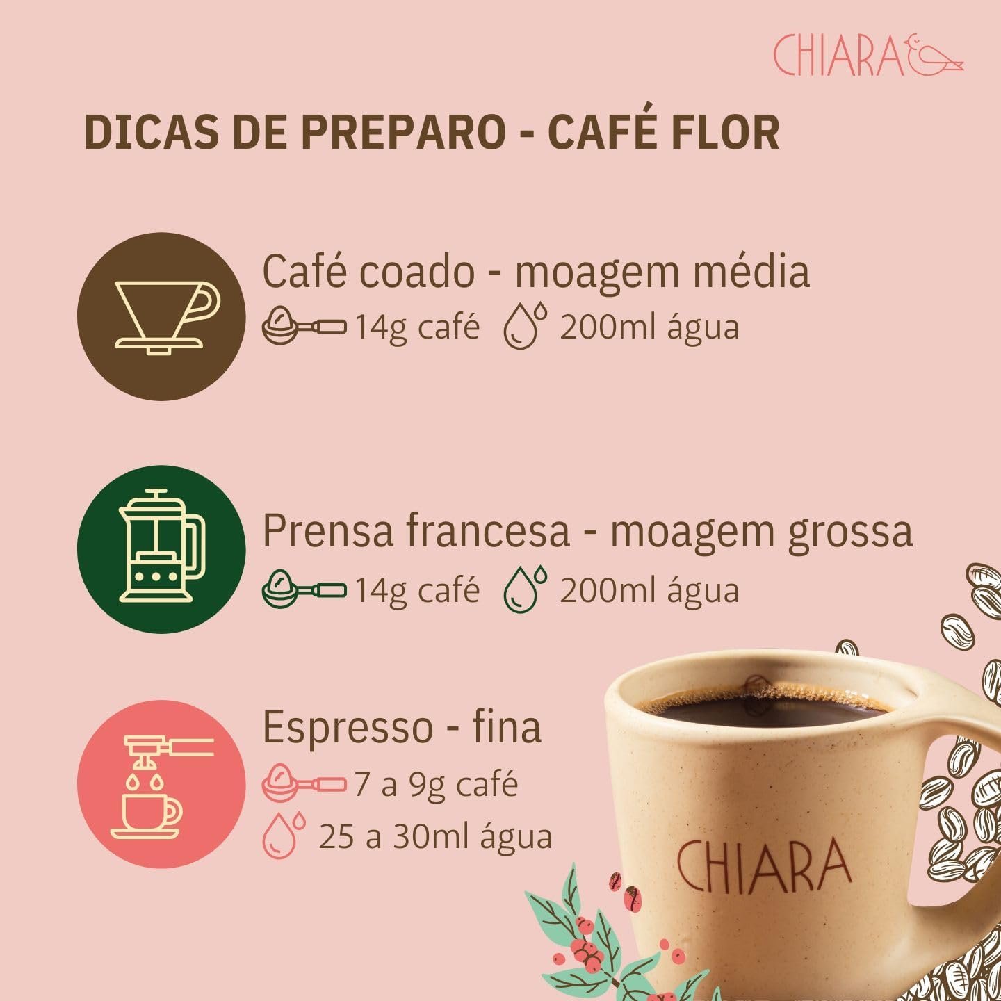 Café Especial Chiara Flor em Grãos 250g Nota 85, Café Brasileiro do Espírito Santo, Notas Florais, Caramelo e Mel, Café Premium de Montanha, Torra Média para Espresso, Coador e Prensa Francesa - Imagem 5