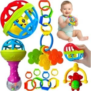 Kit Mordedor Bebe Brinquedo Com 8 Peças Colorido Diversos