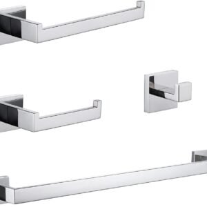 Conjunto De 4 Acessórios Para Banheiro Em Aço Inoxidável 304, Prata