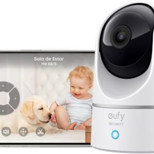 eufy Câmera E220 por anker, Câmera de Segurança Wi-Fi 360º, 2K, Babá Eletrônica, Visão Noturna, Audio de duas vias, Detecção de Movimentos, Trabalha com Alexa, Compatível HomeBase 3