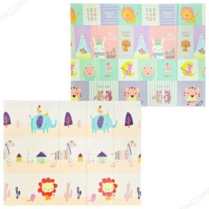 Tapete de Atividades Infantil Tatame Portátil dos Bebês e Crianças, Dupla Face, Dobrável, Macio, Gigante – Fácil de Guardar (LEÃOZINHO)