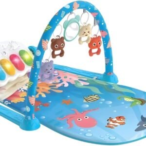 Tapete de Atividades Musical com Piano e Arco de Brinquedos Interativos para Bebê (Azul)