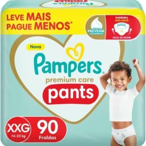 Fralda Pampers Premium Care Pants Tamanho XXG, Fácil de Vestir, 90 Unidades