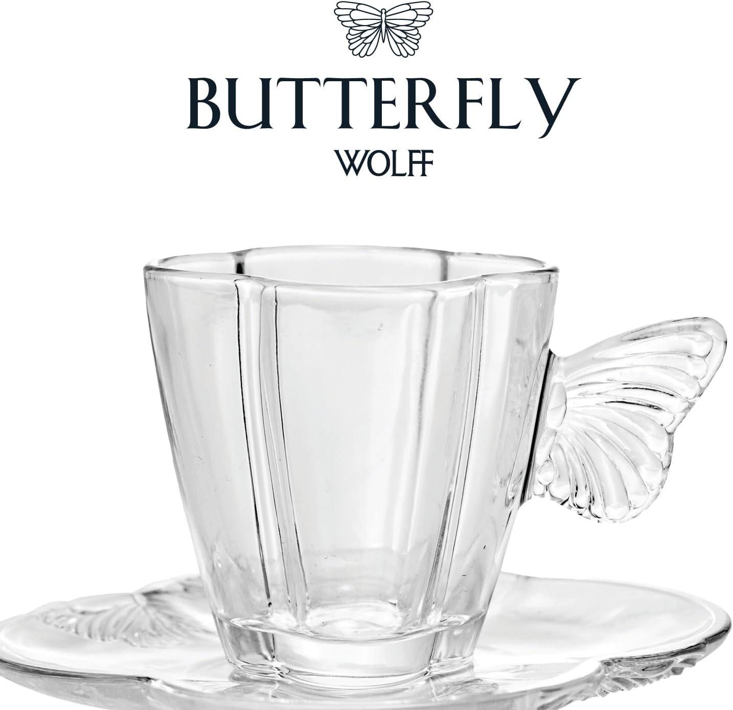 WOLFF - Conjunto 4 Xícaras de Chá de Vidro com Pires Butterfly 180ml - Imagem 5