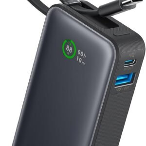 Anker Nano Power Bank, Carregador Portátil de 10.000 mAh com Cabo USB-C Integrado, Saída Máxima de 30W, para iPhone 17/iPhone 16/Série 15, MacBook, AirPods e Mais, Preto