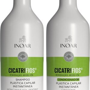 Inoar, Kit CicatriFios Plástica Capilar – Shampoo e Condicionador 2x1L, Redução de Frizz, Brilho Intenso, Hidratação Profunda, Proteção Térmica e Volume Controlado