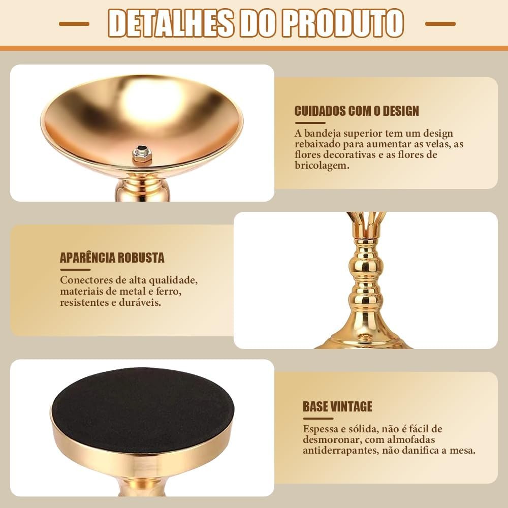 12 peças de Metal para Arranjos de Flores, Suporte de Arranjos de Flores de Metal, Centros de Mesa de Metal, Vasos Dourados para Centros de Mesa - Imagem 3