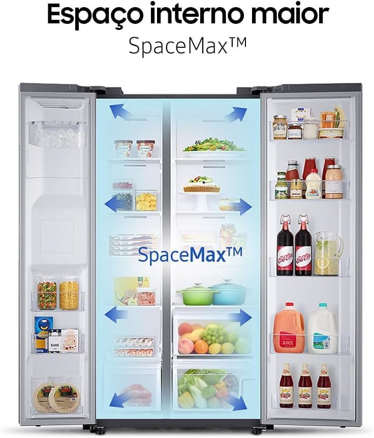 Geladeira Samsung RS60 Side by Side com All Around Cooling e SpaceMax 602L Inox Look 220V - Imagem 3