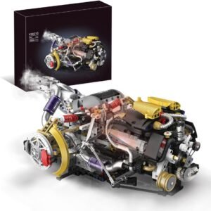 Conjunto de Blocos de Montar Motor V8 – Modelo Funcional, Indicado para Crianças a Partir de 14 Anos e Adultos