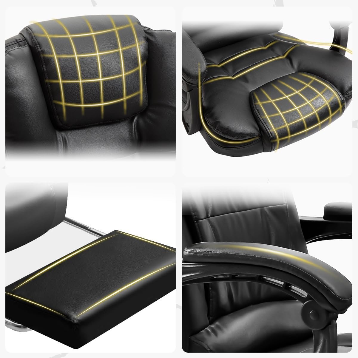 Cadeira De Escritório, Cadeira De Com Apoio Para Os Pés E Encosto Ajustável(Preto) - Imagem 5