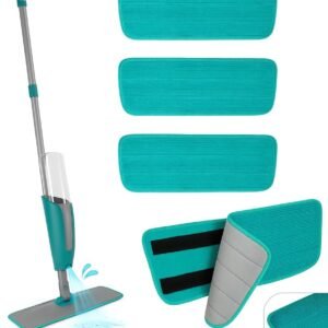 Mop Spray Fit Esfregao Para Limpeza da Casa Com Gatilho e Reservatorio Dispenser Para Agua Desinfetante + 3 Refil de Microfibra (Borrifa, limpa e Seca) Limpeza Simples e Facil MOP SPRAY CASA LIMPA
