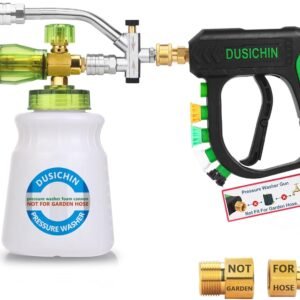 DUSICHIN Pistola de lavagem de pressão curta bocal de canhão de espuma válvula de câmbio de conector duplo, kit de canhão de espuma de lavagem de carro, conector rápido de 1/4 polegada, 5 pontas de