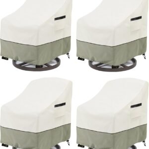 Capa de cadeira Adirondack para pátio, pacote com 4, capas de cadeira à prova d’água para uso externo, capa de cadeira Adirondack para ambientes externos (83 L x 99 cm P x 91 A), branca e