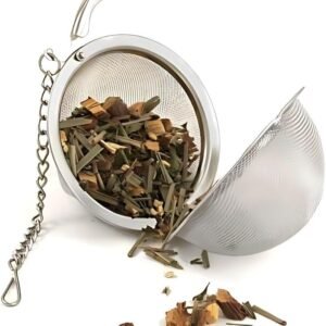 Infusor de Chá Inox Extra Fino com Tampa Ideal para Folhas Soltas e Ervas, Sabor e Propriedades Medicinais Preservadas