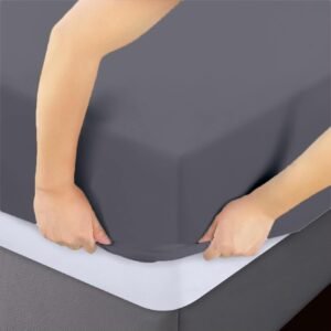 Lençol Avulso Casal c/Elástico Percal Flex 400 Fios Ultra Macio e Resistente Cinza