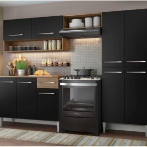 Cozinha Compacta Madesa Emilly Pop Com Armário e Balcão – Rustic/preto