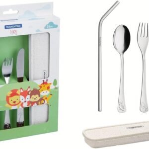 Conjunto de Talheres Infantis Tramontina em Aço Inox com Estojo 05 Peças