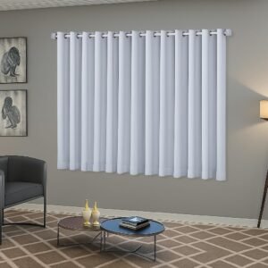 Cortina Blackout/Blecaute Sala e Janela em Tecido 2,20m x 1,30m Ilhós Cromado Solaris – Gelo