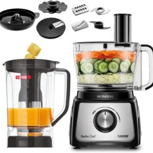 MONDIAL Multiprocessador Turbo Chef 9 em 1, Preto, 1000W, 220V – MPN-01-BF