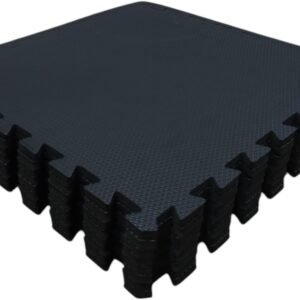 Kit com 12 Tatames Tapetes EVA Com Borda 50cm X 50cm X 1cm Preto