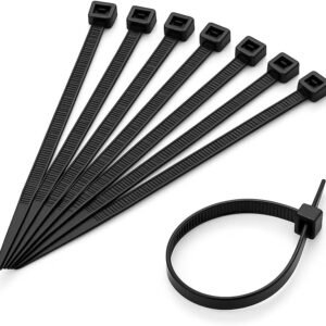 Kit com 100 Unidades Abraçadeira de Nylon 2,5 × 100 mm Preta Trava por Catraca para Organização de Cabos e Objetos